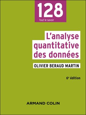 cover image of L'analyse quantitative des données--6e éd.